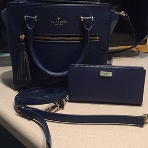Matching Kate Spade Handbag and Wallet (Navy)
